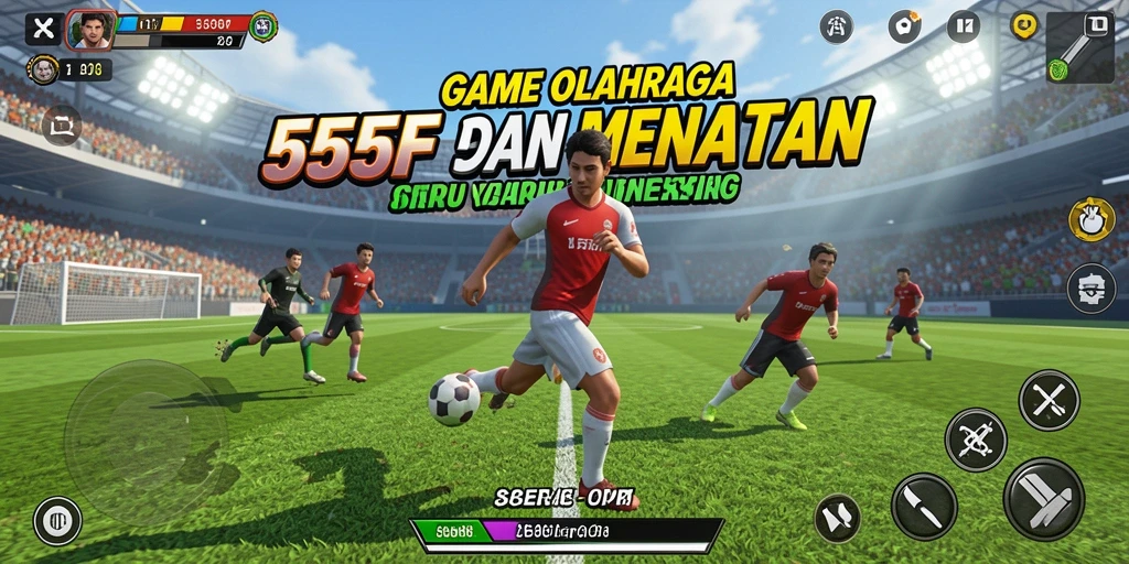 Tangkapan layar utama gameplay 555F menampilkan pertandingan olahraga seru.