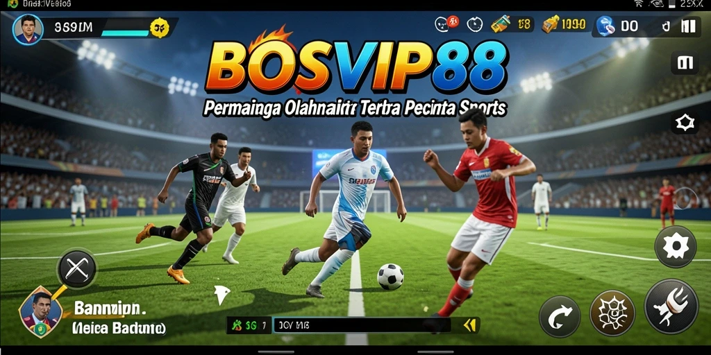 Screenshot utama BOSVIP88 menampilkan aksi seru dalam permainan olahraga.