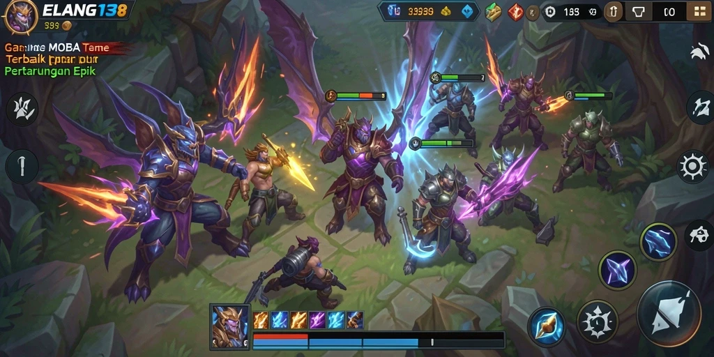 Tangkapan layar ELANG138 menampilkan pertarungan intens di arena MOBA.