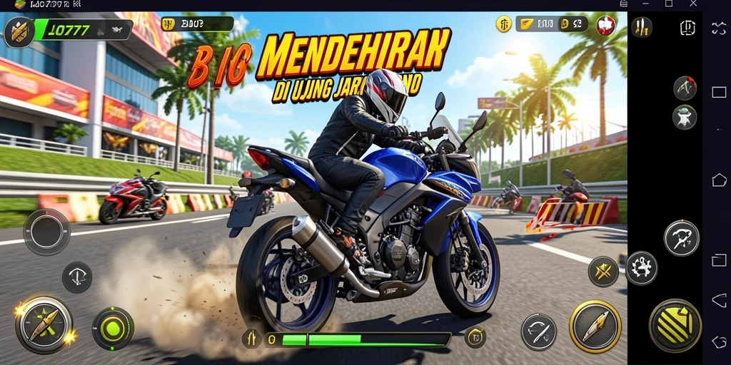 Tampilan gameplay LJO777 yang menampilkan balapan motor seru.