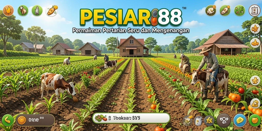 Tampilan gameplay PESIAR88 menampilkan lahan pertanian yang hijau dan subur.