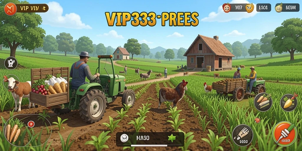Screenshot menampilkan gameplay seru dari VIP333 dengan ladang yang subur.